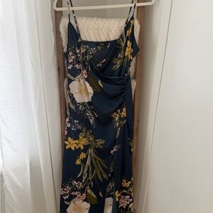 Lulu's Navy Floral Midi Dress